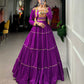 Lorenvalley Fashion Purple Pure Rayon Plain With Gota Patti Touch Up Lehenga Choli with Koti | Swadesiicart