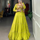 Lorenvalley Fashion Parotgreen Pure Rayon Plain With Gota Patti Touch Up Lehenga Choli with Koti | Swadesiicart