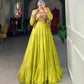 Lorenvalley Fashion Parotgreen Pure Rayon Plain With Gota Patti Touch Up Lehenga Choli with Koti | Swadesiicart