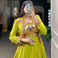 Lorenvalley Fashion Parotgreen Pure Rayon Plain With Gota Patti Touch Up Lehenga Choli with Koti | Swadesiicart