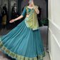 Lorenvalley Teal Pure Rayon Zari Weaving Work With Lace Border Lehenga Choli with Dupatta | Swadesiicart
