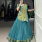 Lorenvalley Teal Pure Rayon Zari Weaving Work With Lace Border Lehenga Choli with Dupatta | Swadesiicart