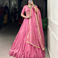 Lorenvalley Pink Pure Chanderi Plain Lehenga Choli Cowrie (Kodi) Lace Touch Up with Dupatta | Swadesiicart