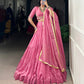Lorenvalley Pink Pure Chanderi Plain Lehenga Choli Cowrie (Kodi) Lace Touch Up with Dupatta | Swadesiicart