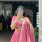 Lorenvalley Pink Pure Chanderi Plain Lehenga Choli Cowrie (Kodi) Lace Touch Up with Dupatta | Swadesiicart