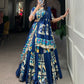 Lorenvalley Fashion Blue Rayon With Printed Silk Lehenga Choli with Dupatta | Swadesiicart