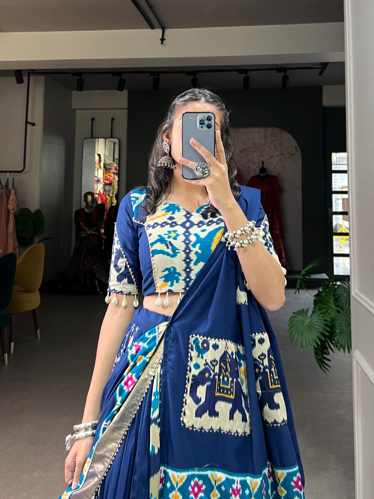 Lorenvalley Fashion Blue Rayon With Printed Silk Lehenga Choli with Dupatta | Swadesiicart
