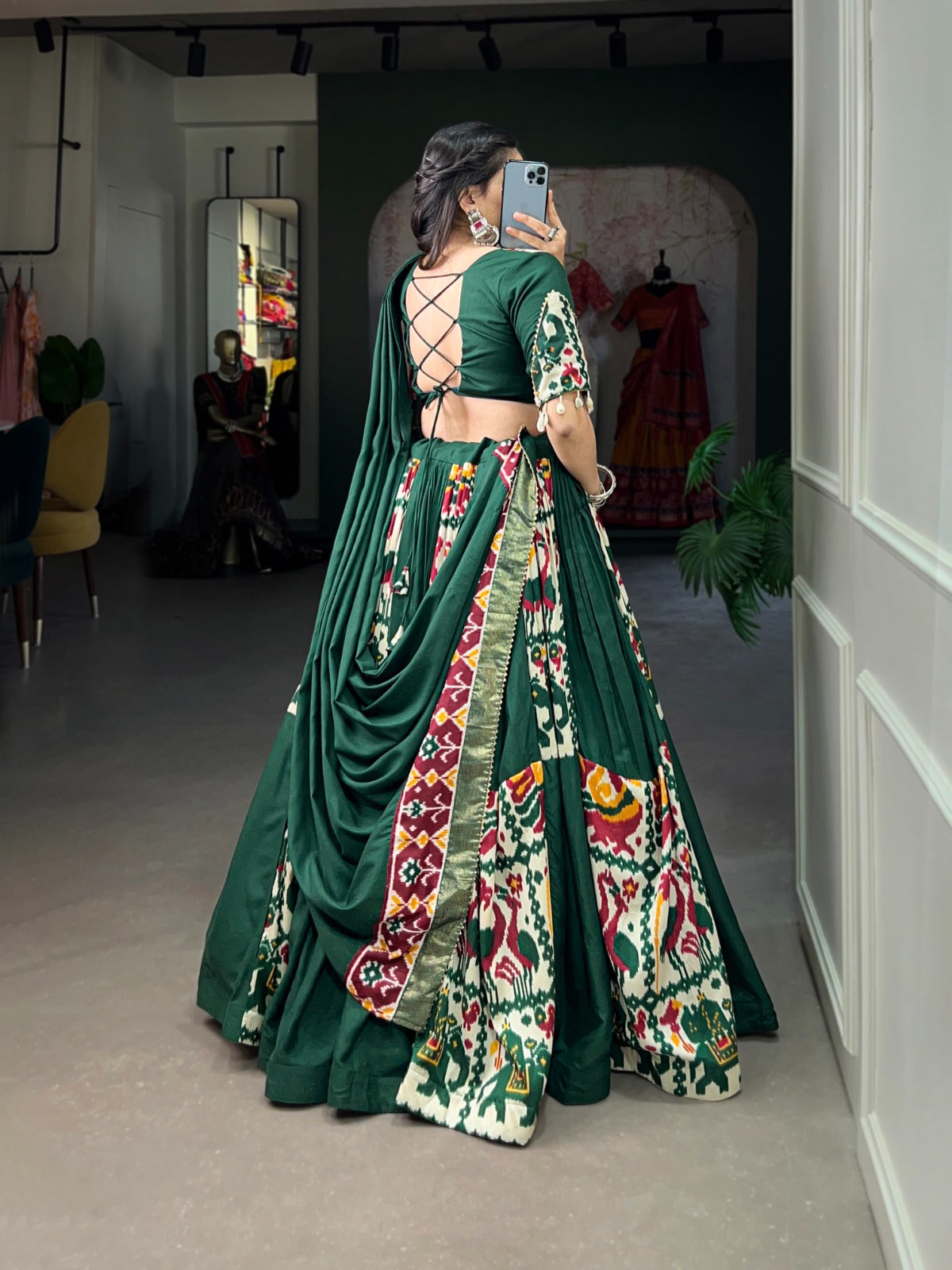 Lorenvalley Fashion Green Rayon With Printed Silk Lehenga Choli with Dupatta | Swadesiicart
