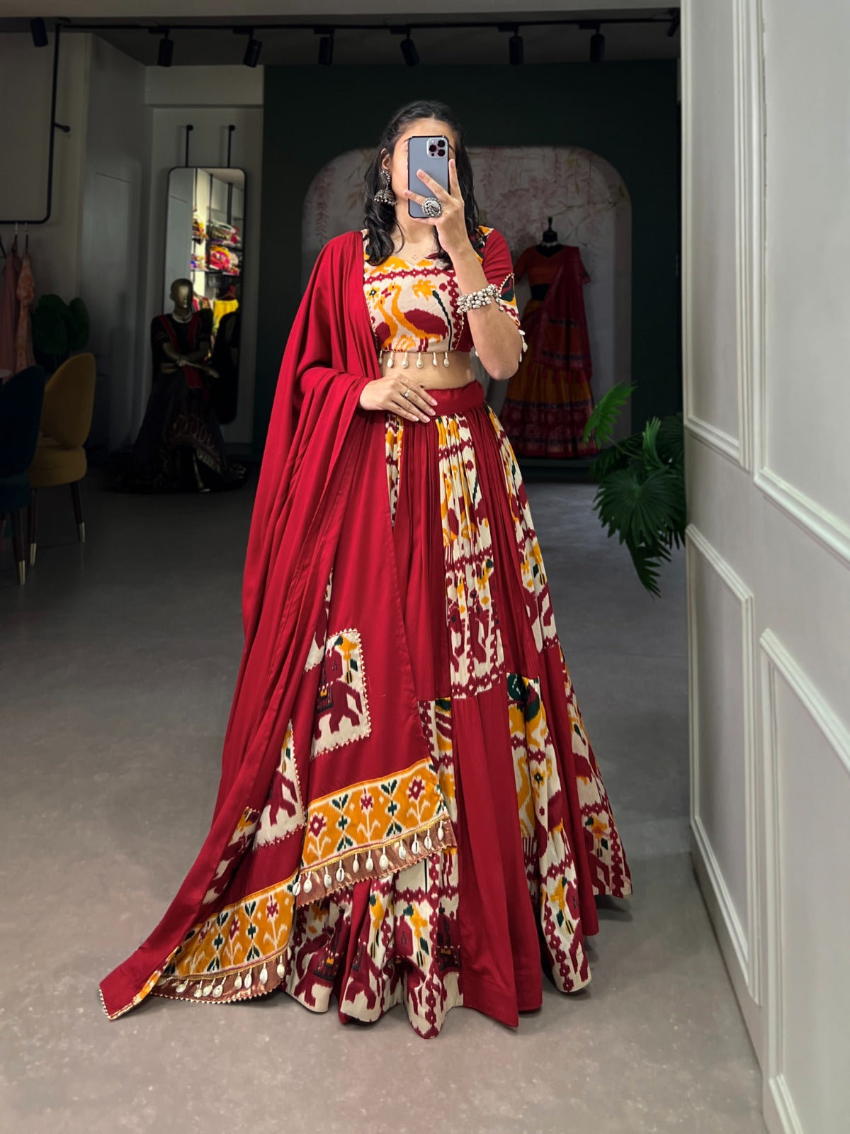 Lorenvalley Fashion Maroon Rayon With Printed Silk Lehenga Choli with Dupatta | Swadesiicart