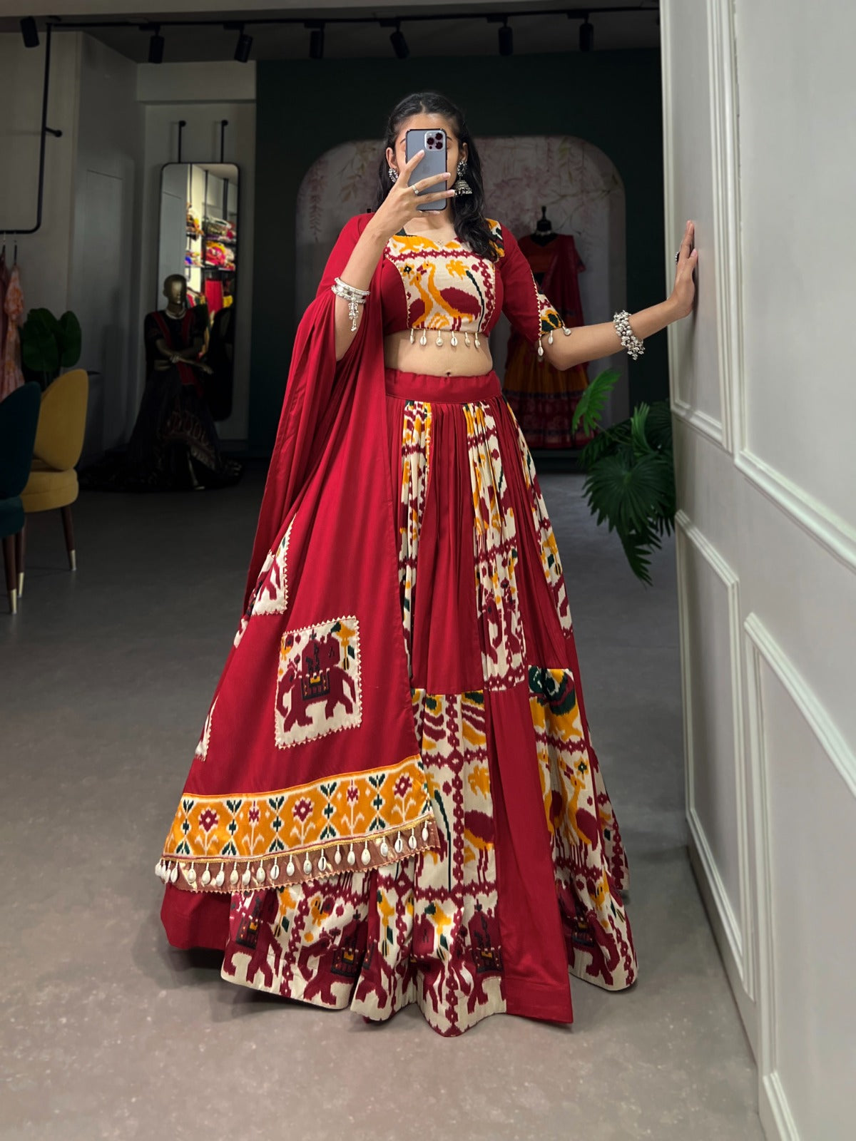 Lorenvalley Fashion Maroon Rayon With Printed Silk Lehenga Choli with Dupatta | Swadesiicart