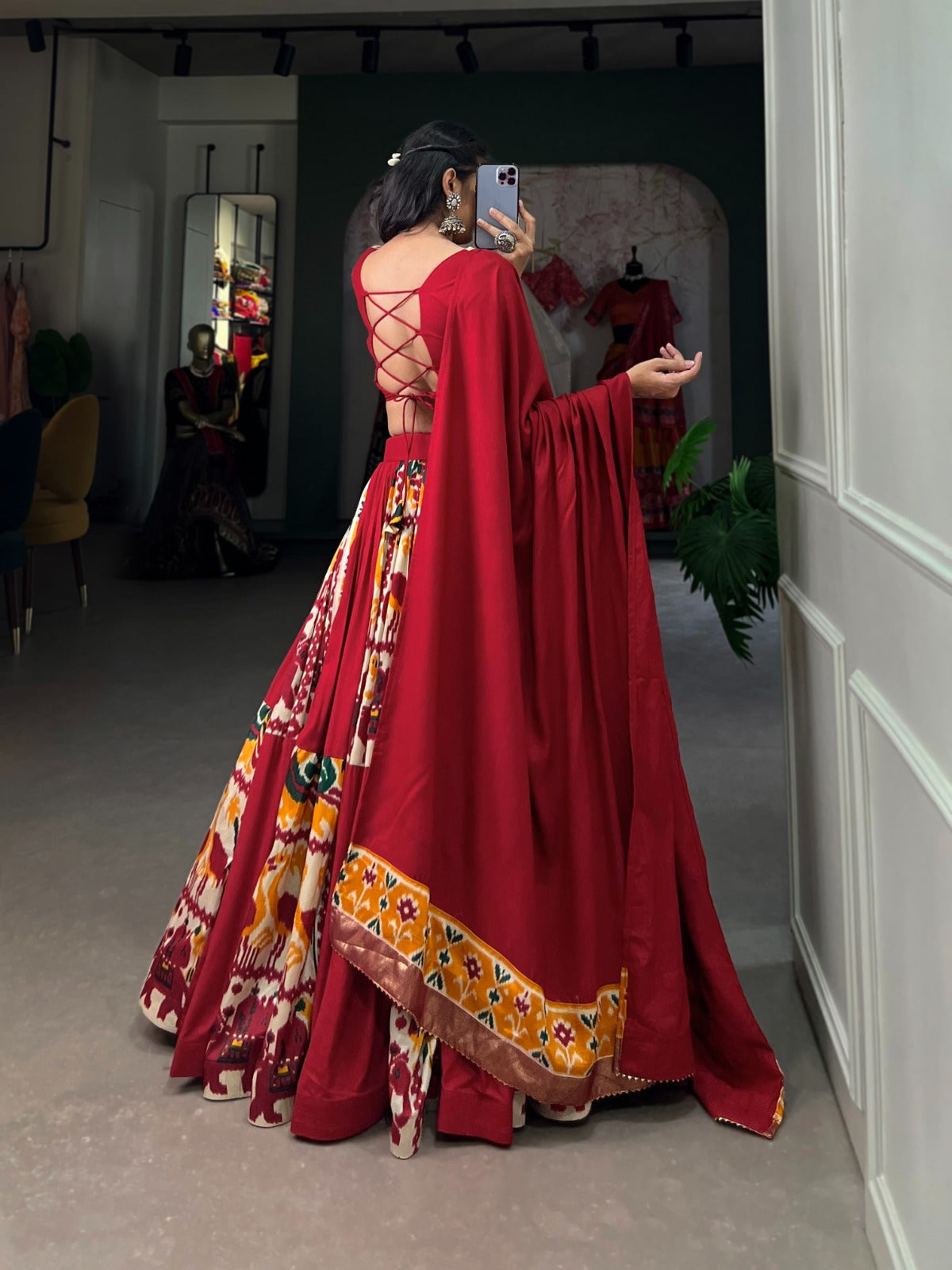 Lorenvalley Fashion Maroon Rayon With Printed Silk Lehenga Choli with Dupatta | Swadesiicart