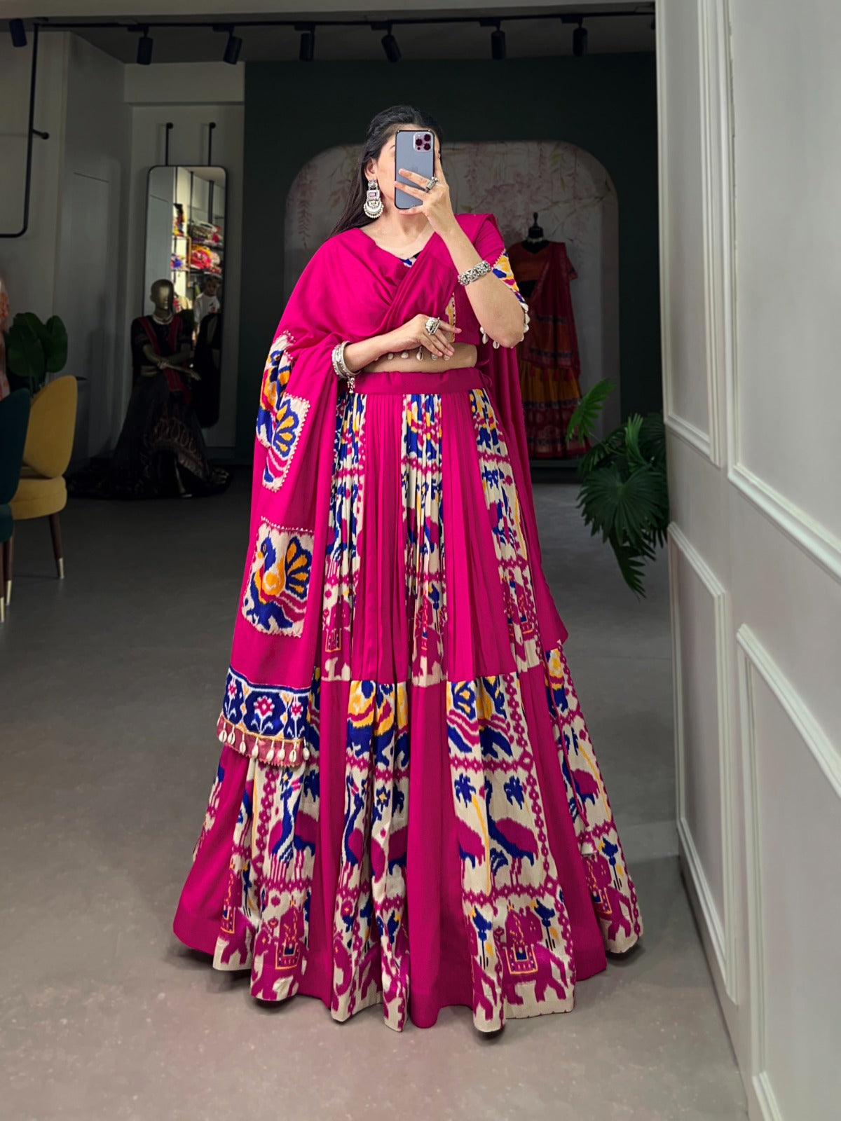 Lorenvalley Fashion Pink Rayon With Printed Silk Lehenga Choli with Dupatta | Swadesiicart