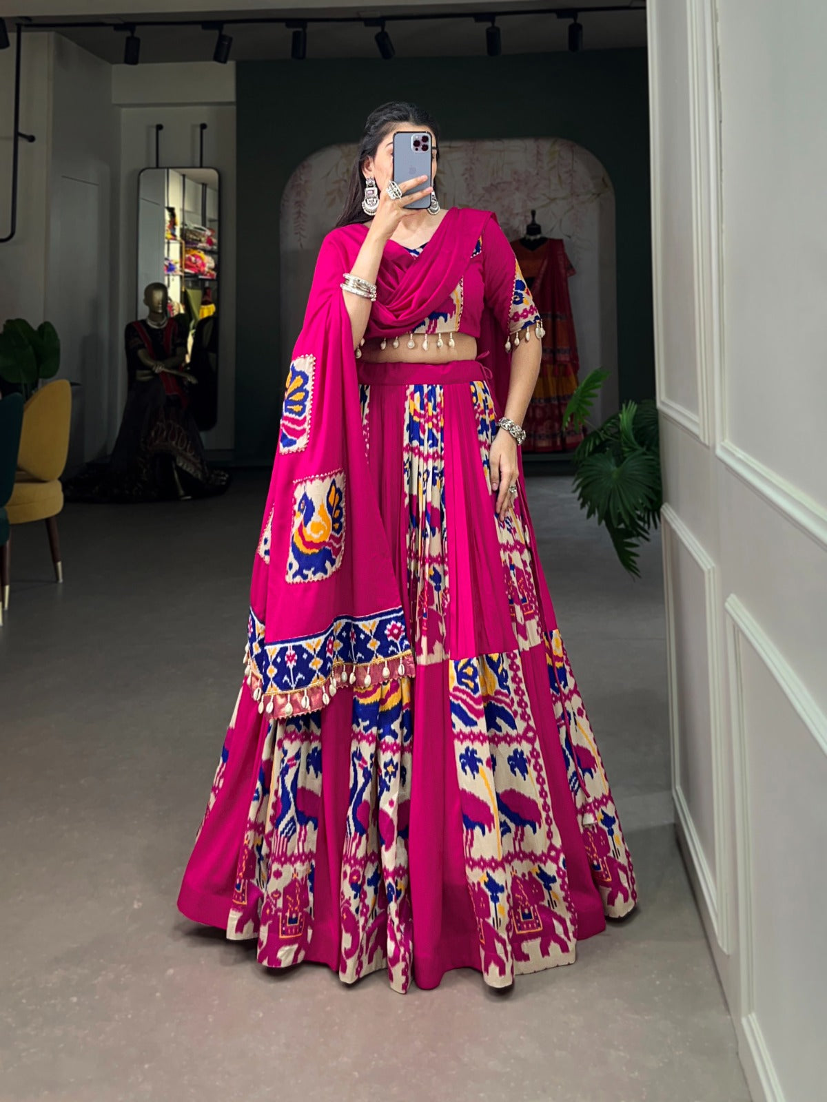 Lorenvalley Fashion Pink Rayon With Printed Silk Lehenga Choli with Dupatta | Swadesiicart