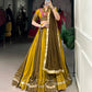 Lorenvalley Mustard Pure Rayon Sequins Lace With Gota Patti Lace Touch Up Lehenga Choli with Dupatta | Swadesiicart