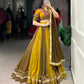 Lorenvalley Mustard Pure Rayon Sequins Lace With Gota Patti Lace Touch Up Lehenga Choli with Dupatta | Swadesiicart