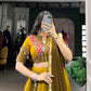 Lorenvalley Mustard Pure Rayon Sequins Lace With Gota Patti Lace Touch Up Lehenga Choli with Dupatta | Swadesiicart