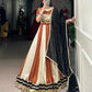 Lorenvalley Cream Chinon Sequins Lace Touch Up Lehenga Choli with Dupatta | Swadesiicart