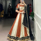 Lorenvalley Cream Chinon Sequins Lace Touch Up Lehenga Choli with Dupatta | Swadesiicart