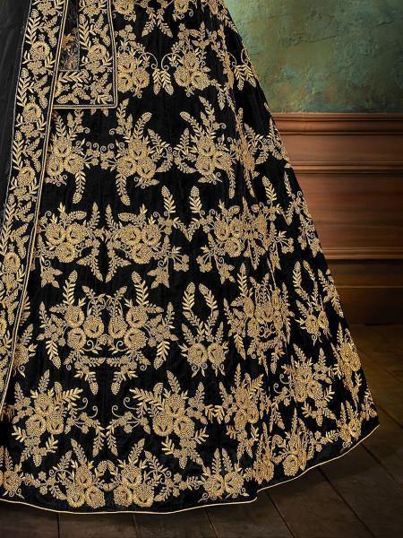 Myra Black Velvet Embroidered Anarkali Suit | Swadesiicart