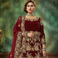Myra Maroon Velvet Embroidered Anarkali Suit | Swadesiicart