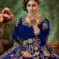 Myra Blue Velvet Embroidered Anarkali Suit | Swadesiicart