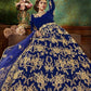 Myra Blue Velvet Embroidered Anarkali Suit | Swadesiicart