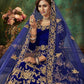 Myra Blue Velvet Embroidered Anarkali Suit | Swadesiicart