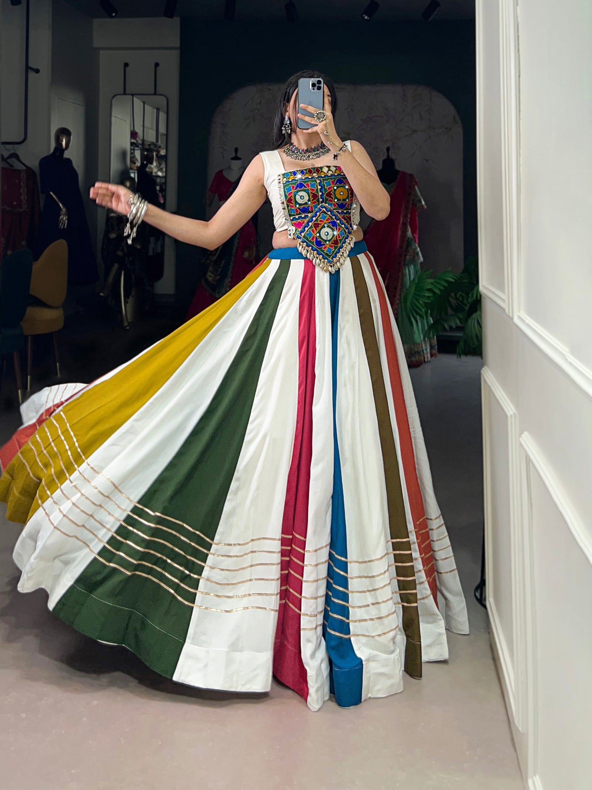 Lorenvalley Pure Rayon Gota Patti Lace Touch Up Lehenga Choli | Swadesiicart