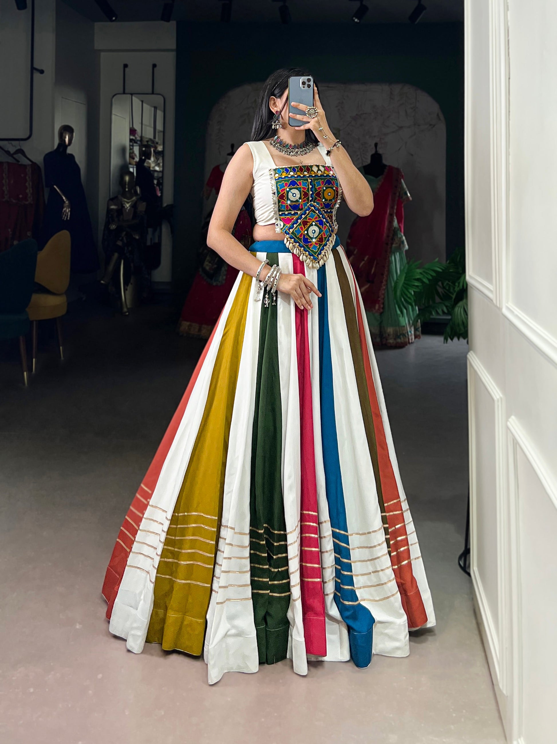 Lorenvalley Pure Rayon Gota Patti Lace Touch Up Lehenga Choli | Swadesiicart