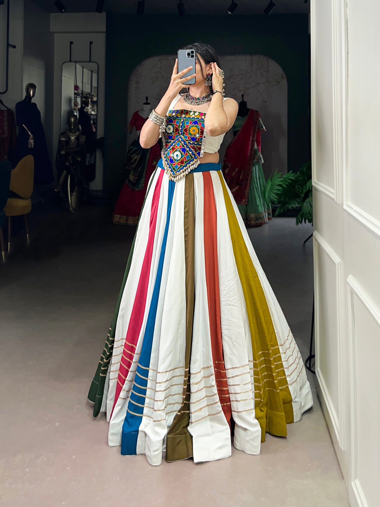 Lorenvalley Pure Rayon Gota Patti Lace Touch Up Lehenga Choli | Swadesiicart