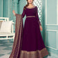 Myra Wine Embroidered Real Georgette Anarkali Suit | Swadesiicart