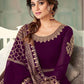 Myra Wine Embroidered Real Georgette Anarkali Suit | Swadesiicart