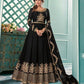 Myra Black Embroidered Real Georgette Anarkali Suit | Swadesiicart