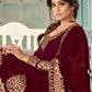 Myra Maroon Embroidered Real Georgette Anarkali Suit | Swadesiicart
