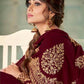 Myra Maroon Embroidered Real Georgette Anarkali Suit | Swadesiicart