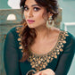 Myra Teal Embroidered Real Georgette Anarkali Suit | Swadesiicart