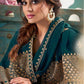 Myra Teal Embroidered Real Georgette Anarkali Suit | Swadesiicart