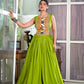 Lorenvalley Parotgreen Rayon Plain And Lace Border With Gotta Patti Touch Up Lehenga Choli | Swadesiicart