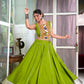 Lorenvalley Parotgreen Rayon Plain And Lace Border With Gotta Patti Touch Up Lehenga Choli | Swadesiicart