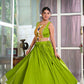 Lorenvalley Parotgreen Rayon Plain And Lace Border With Gotta Patti Touch Up Lehenga Choli | Swadesiicart