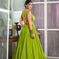 Lorenvalley Parotgreen Rayon Plain And Lace Border With Gotta Patti Touch Up Lehenga Choli | Swadesiicart