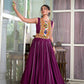 Lorenvalley Wine Rayon Plain And Lace Border With Gotta Patti Touch Up Lehenga Choli | Swadesiicart