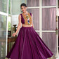 Lorenvalley Wine Rayon Plain And Lace Border With Gotta Patti Touch Up Lehenga Choli | Swadesiicart