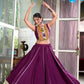 Lorenvalley Wine Rayon Plain And Lace Border With Gotta Patti Touch Up Lehenga Choli | Swadesiicart