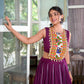 Lorenvalley Wine Rayon Plain And Lace Border With Gotta Patti Touch Up Lehenga Choli | Swadesiicart