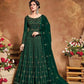 Myra Deep Green Butterfly Net Embroidered Anarkali Suit | Swadesiicart