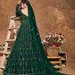 Myra Deep Green Butterfly Net Embroidered Anarkali Suit | Swadesiicart