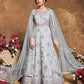 Myra Light Grey Butterfly Net Embroidered Anarkali Suit | Swadesiicart