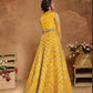Myra Mustard Yellow Butterfly Net Embroidered Anarkali Suit | Swadesiicart