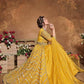 Myra Mustard Yellow Butterfly Net Embroidered Anarkali Suit | Swadesiicart